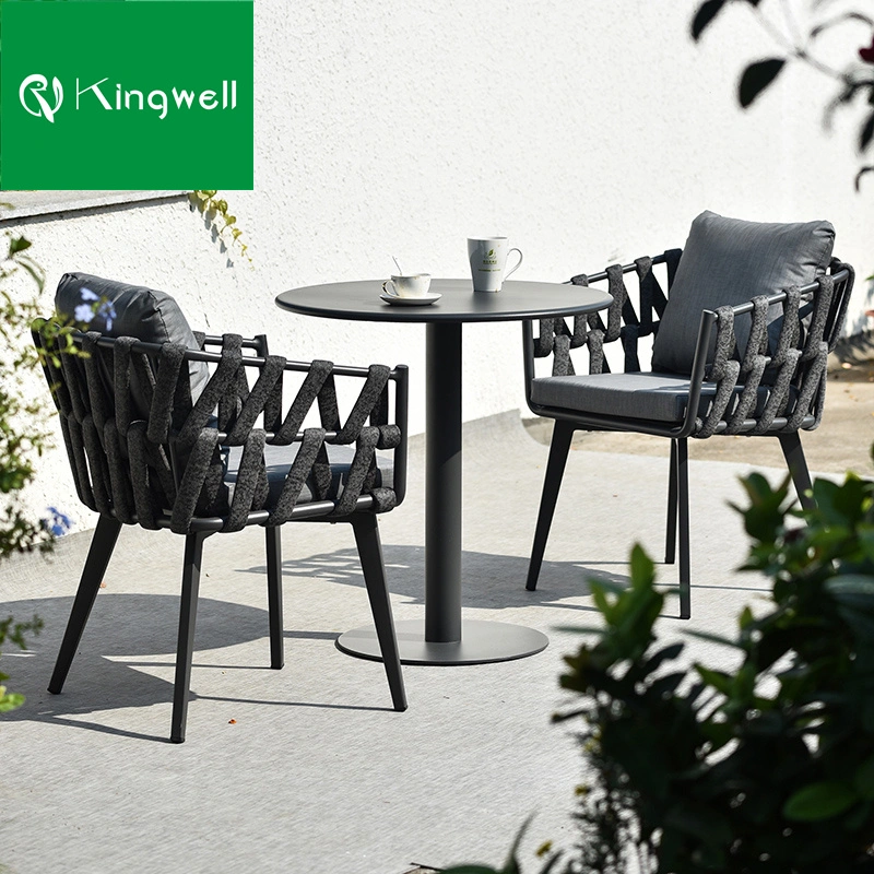 Garden Aluminum Dining Rope Chair and Table Set for Pizza Shop