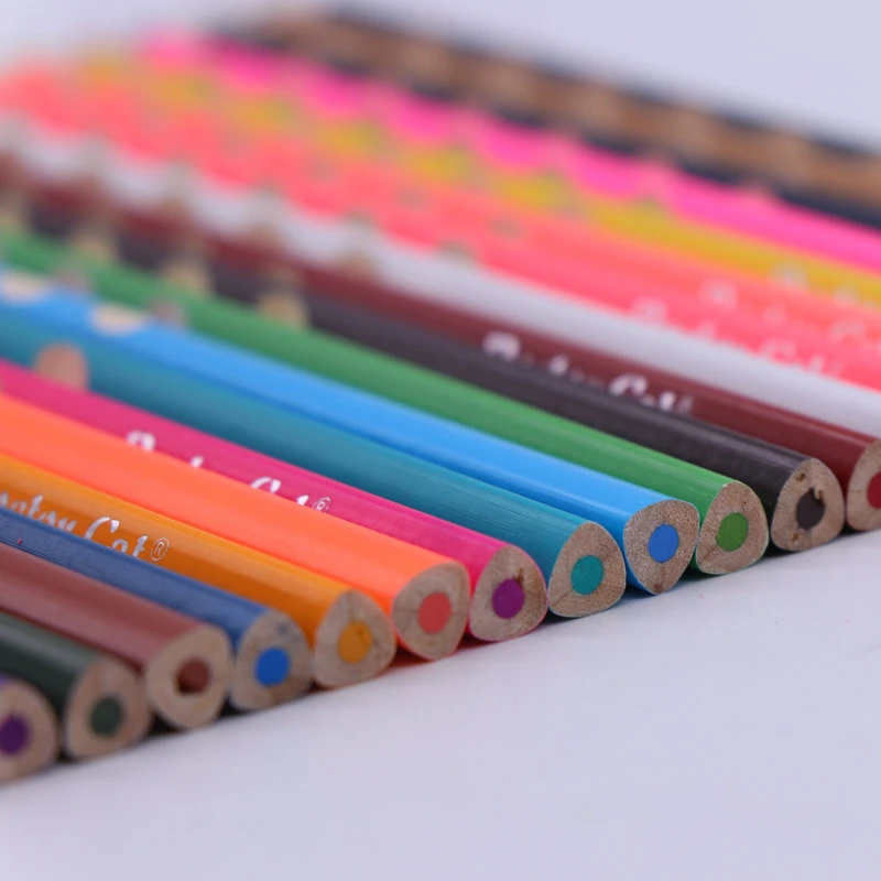 China Supplier OEM Cheap Carved Hole Triangle Wood Color Pencil