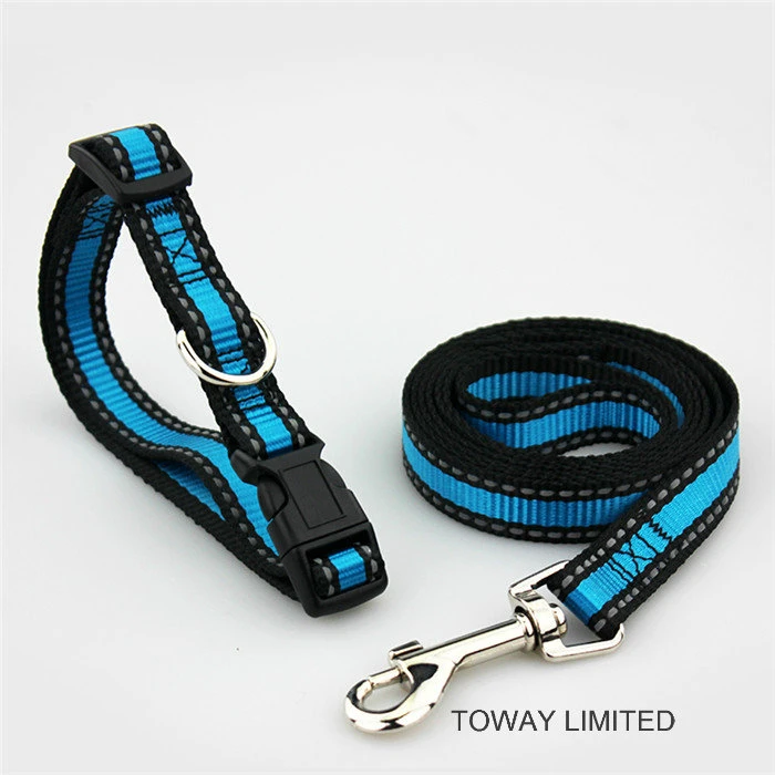 Quality Polyester Pet Leash Nylon Reflective Dog Collar with Lead