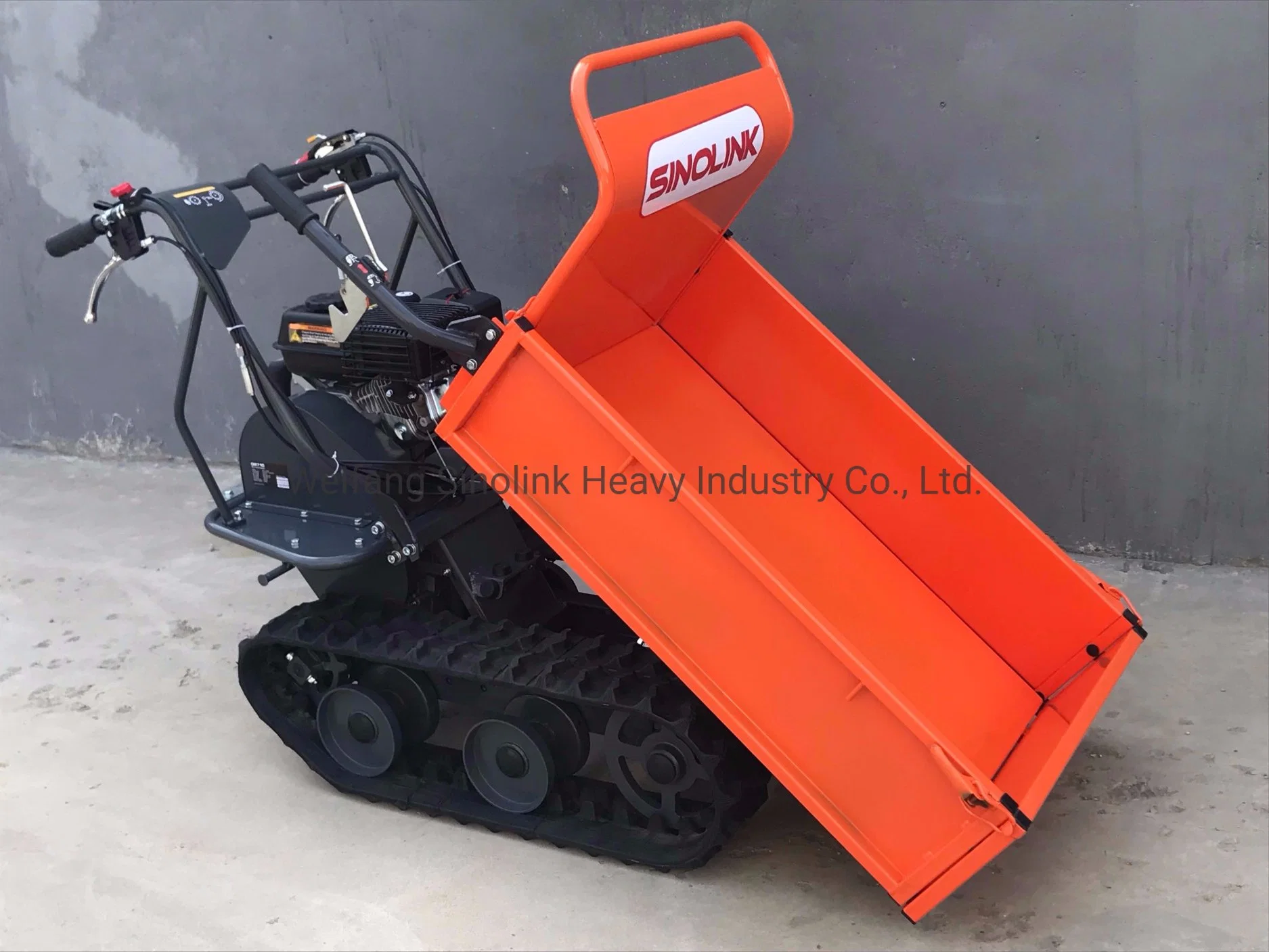 Gasoline Powered 300kg Load Capacity Rubber Track Agriculture Small Dumper