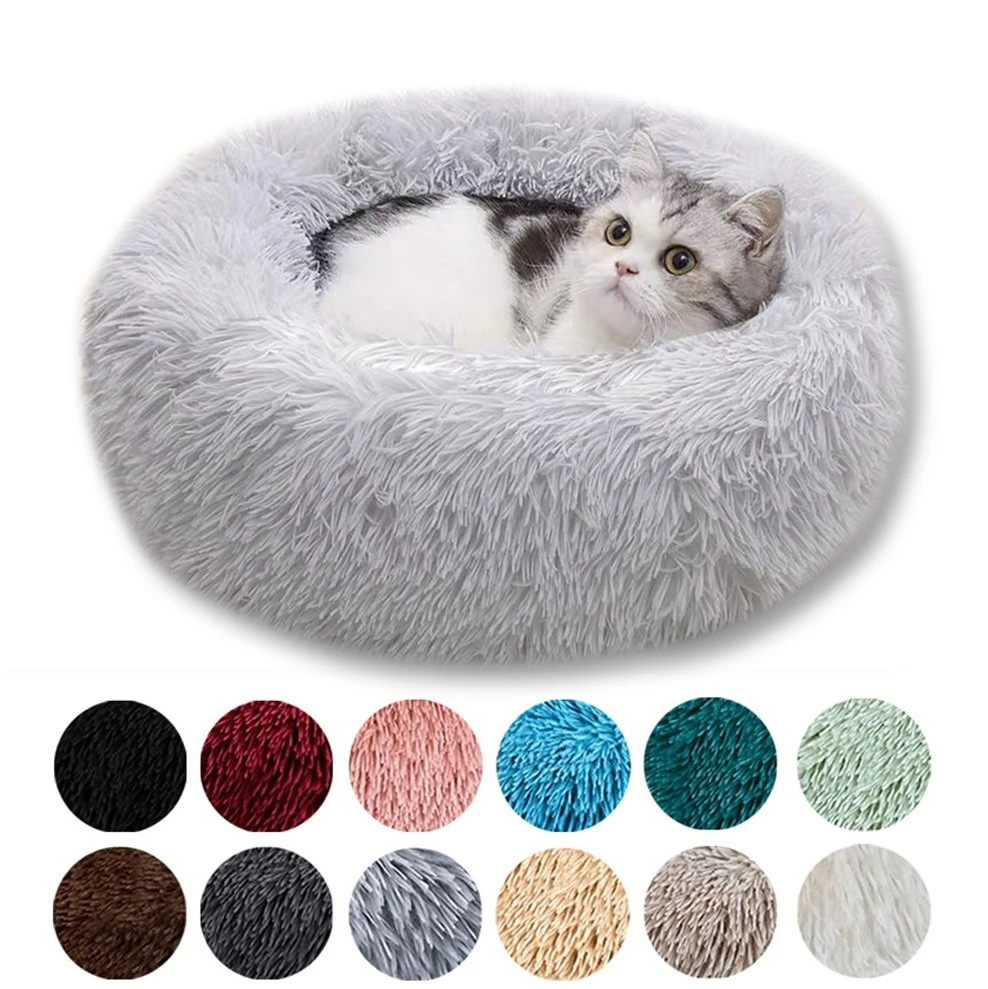 Pet Supplies Manufacturers Custom Printing Home Collapsible Outdoor Donut Removable Plush Cover Fluffy Cats and Dogs Pet Bed Pet Nest