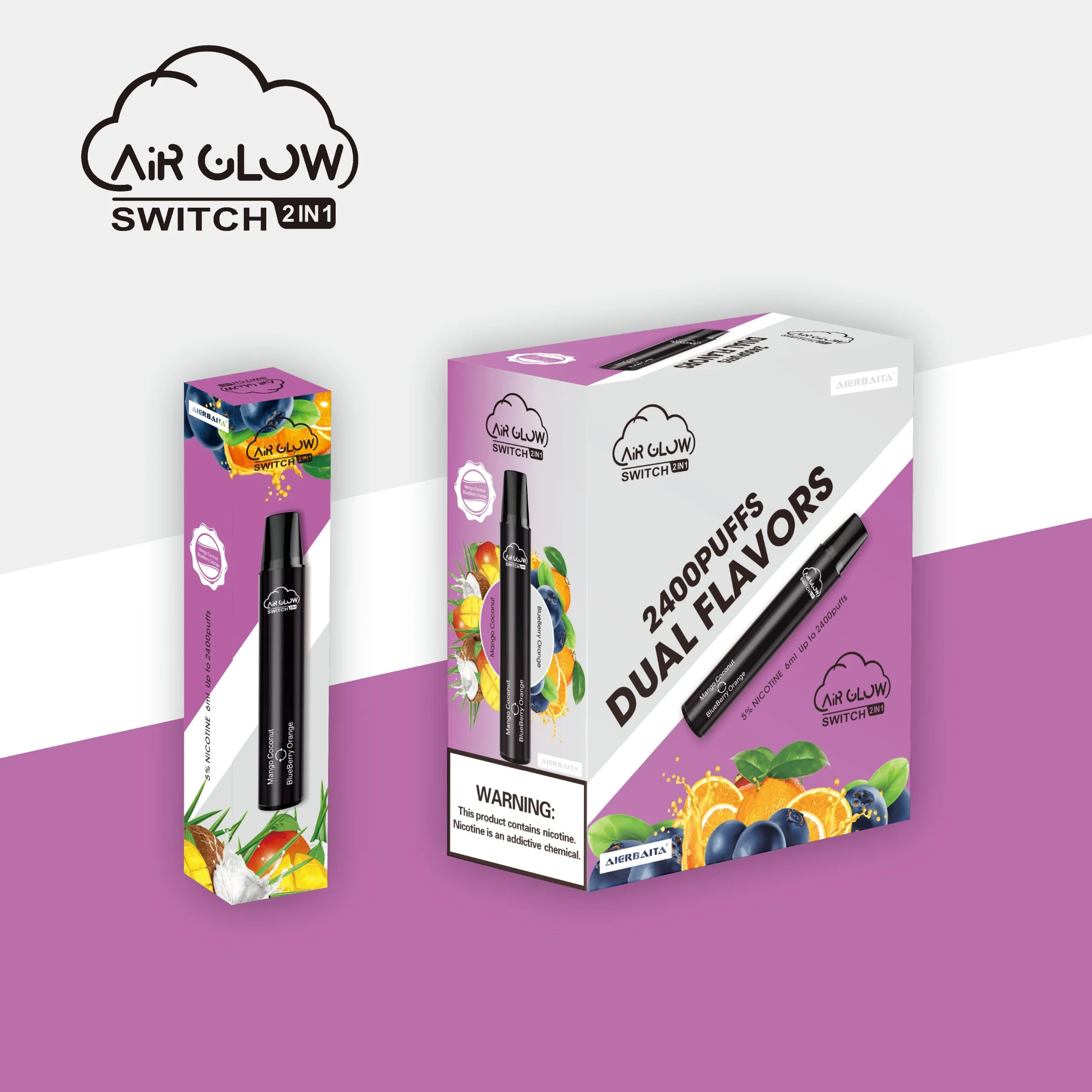 2022 Nueva Venta caliente de 18 Kg/Box 2500 inhalaciones de nicotina Disposible Vapes baja con la luz