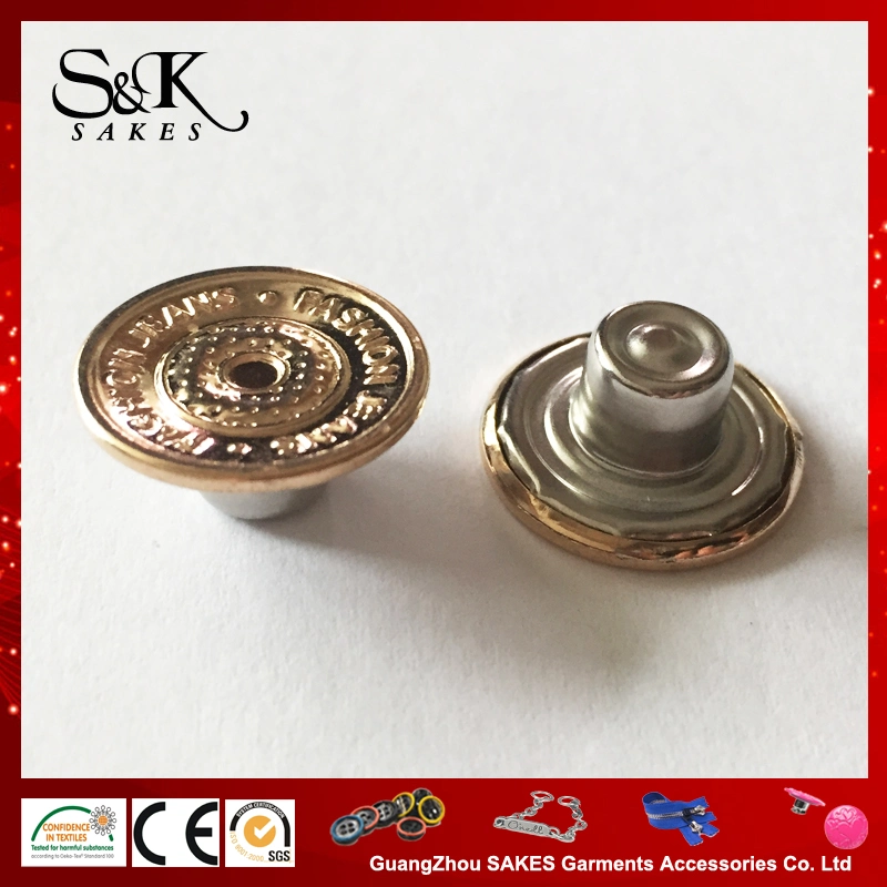 Light Gold Double Pin Brass Shank Button for Cloth