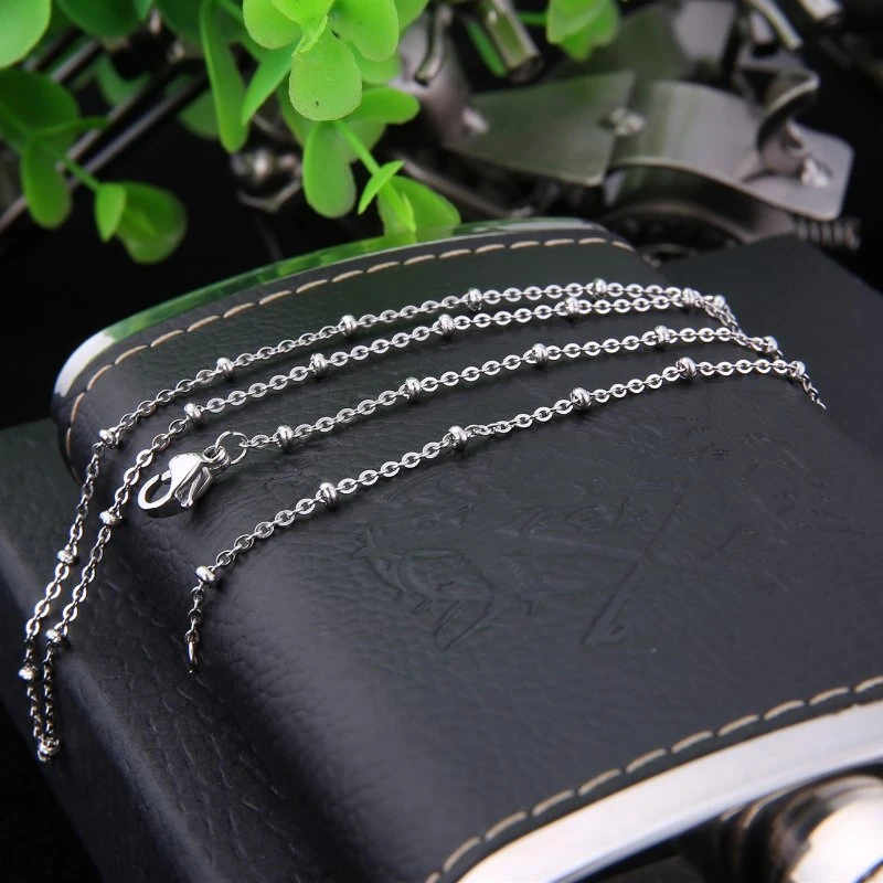 Fashion Accessories Stainless Steel Chain Cut Rolo Round Link Bead Necklace Jewelry