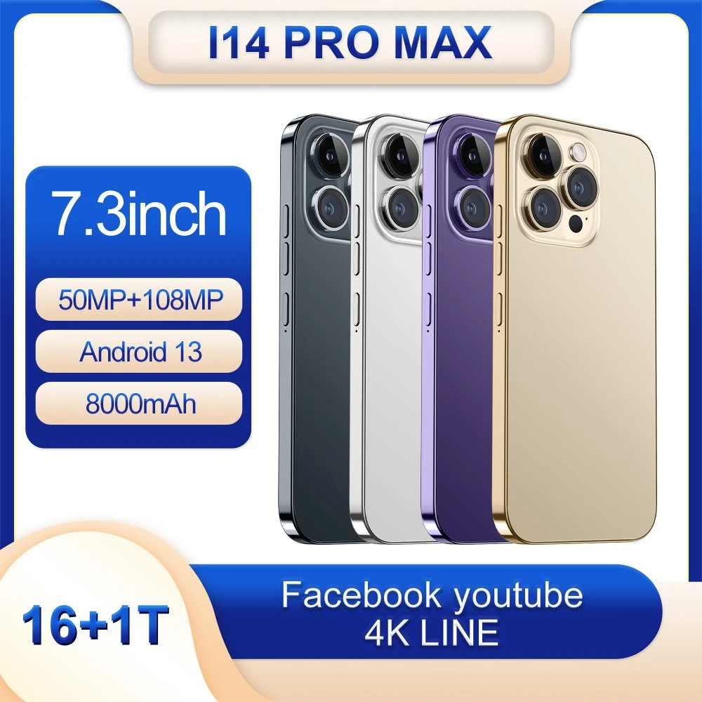 Celular inteligente de marca nova em promoção I14 PRO Max 16GB 1t, 8GB 512GB, 3GB 64GB, celular inteligente Android, telefones móveis Viqee OEM/ODM.