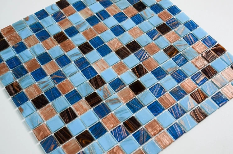 Mixed Blue Color Hotmelt Glass Mosaic Tile for Bathroom