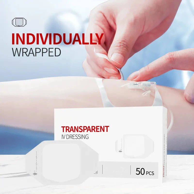 SJ Disposable Medical Dressing transpirable Waterproof Wound transparent Film Pad Apósito de fijación médica de cánula