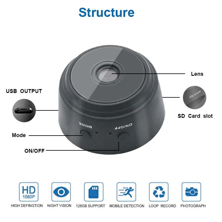 Mobile APP Control Tragbare CCTV-Kamera A9 Nachtsichtkamera