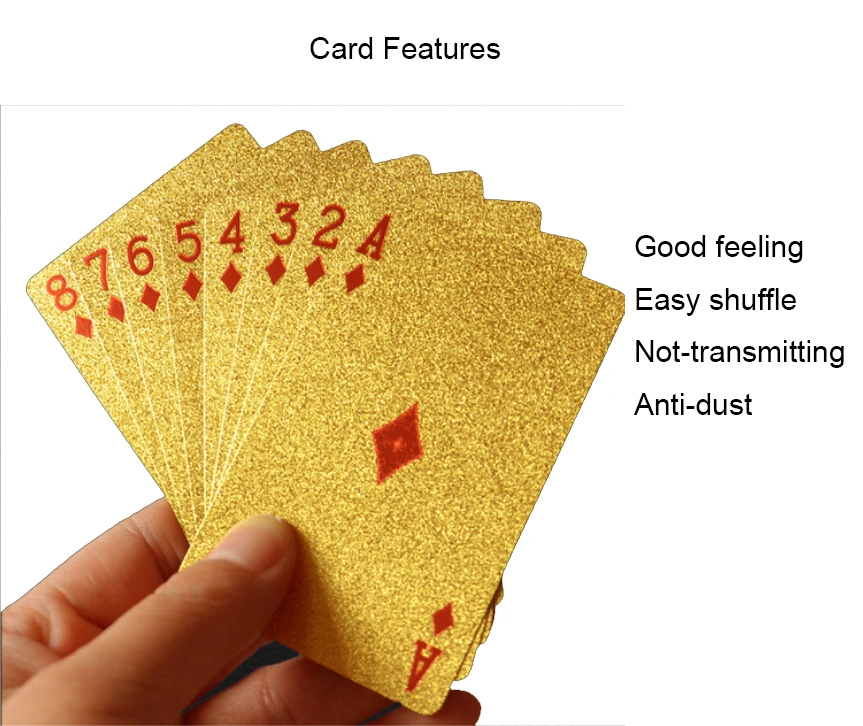 Magic Kiss الذهب والفضة ورقة بوكر لعب البطاقات ، منصة من البلاستيك لعب بطاقات هدية