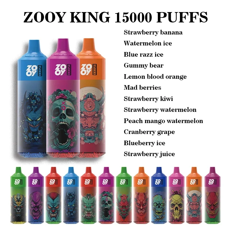 Nouveau Pod à cigarettes jetable Vape Zooy King 15000 Puff E. Batterie rechargeable en gros I Vape cigarette électronique Vape stylo vide Chargeur de batterie VAPE E.