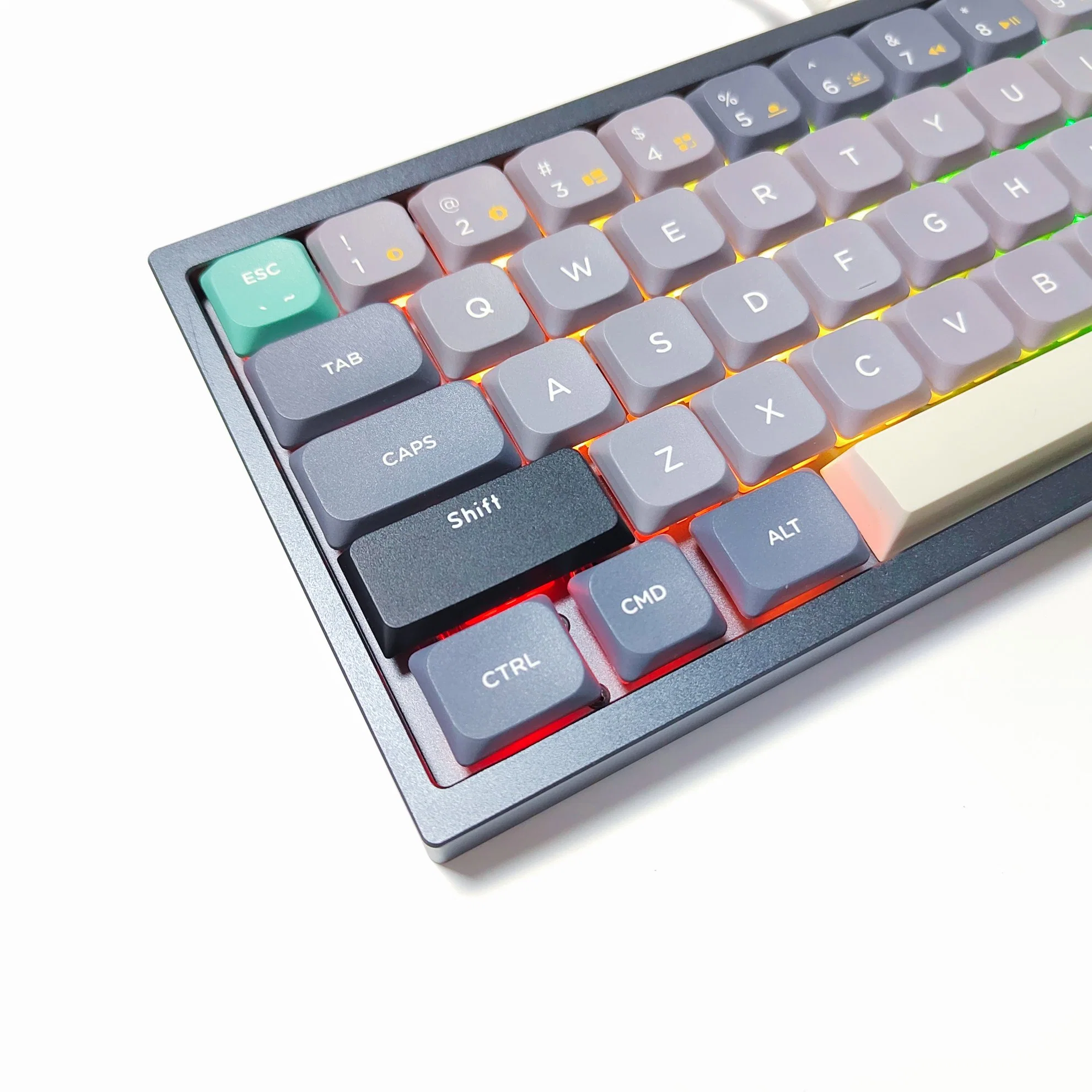 Teclado mecânico com retroiluminação RGB com iluminação de ligação directa Mini-cablado Para computador de PC