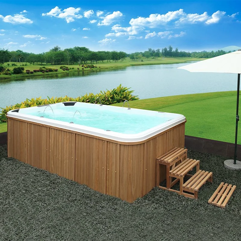 Venta caliente 4,16m de longitud de fibra de vidrio acrílico blanco Jardín Mini Piscina Jacuzzi Combo