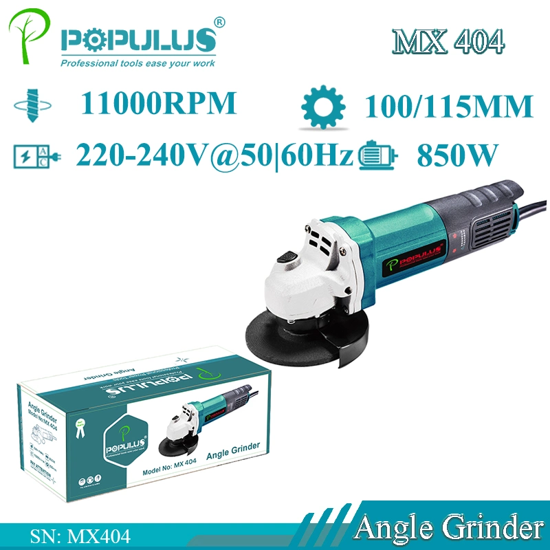 Populus Nouvelle Arrivée Meuleuse d'Angle de Qualité Industrielle Outils Électriques Meuleuse à Corps Mince 850W/11000tr/min Meuleuse d'Angle 100/115mm