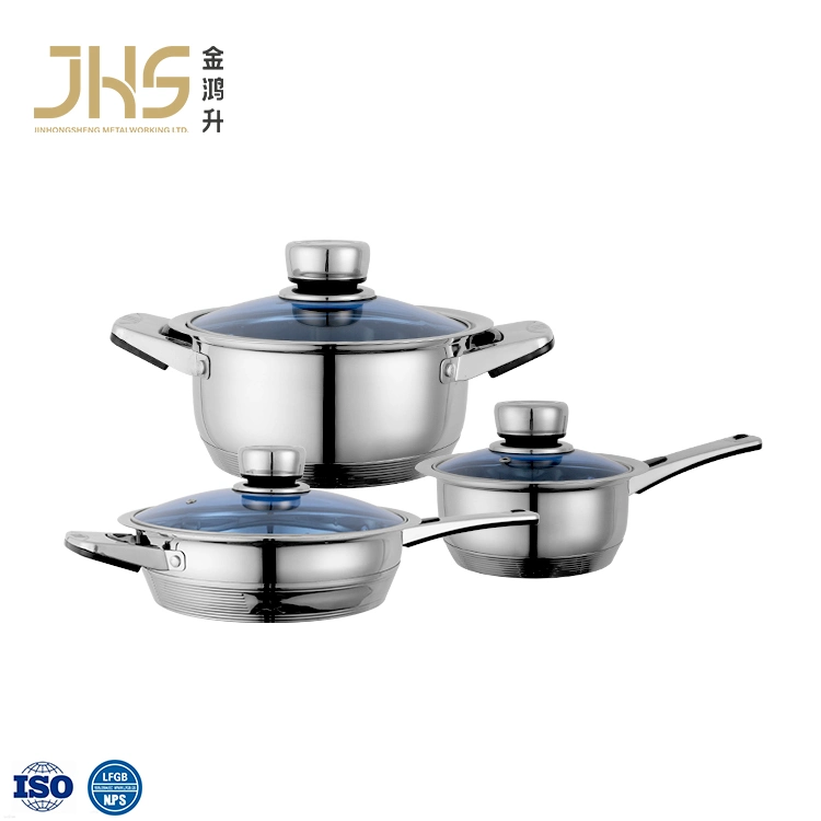 La technologie allemande Ustensiles de cuisine 6 pcs casserole en acier inoxydable Marmite Jeu de batterie de cuisine