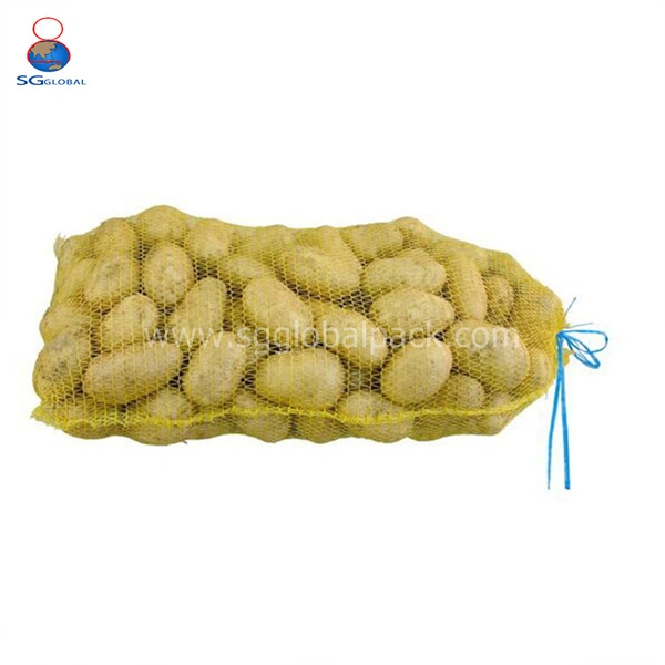 GRS SGS Certified Custom Plastic Drawstring PE Raschel Sacks for Packing Potatoes