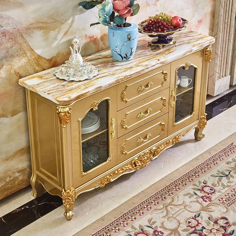 European Style Hand Carved Wooden Home Furniture Living Room Dining Buffet Cabinet