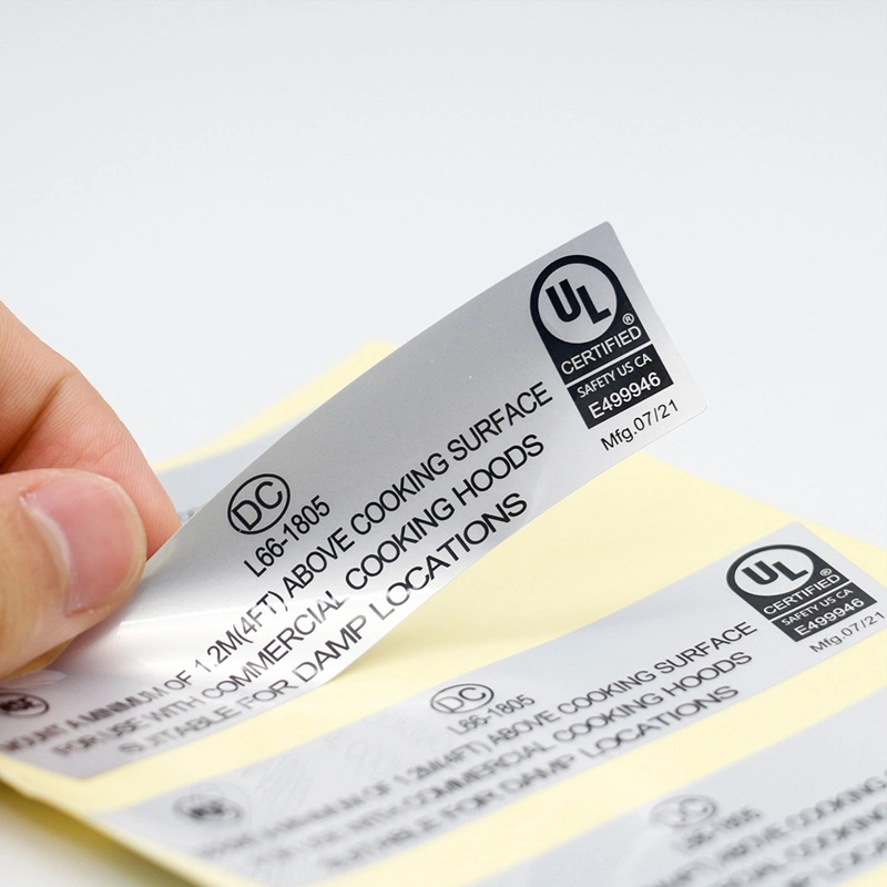 Étiquette d'UL Sticker Certification autorisée UL969 d'Amérique du Nord Résistance élevée à la température Étiquette de certification UL