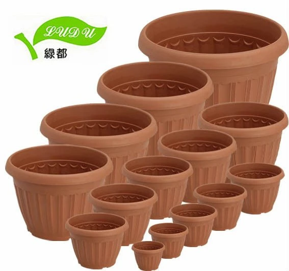Pot de fleurs en plastique rond de 5 à 20 pouces pour jardin (KD2000-KD2013)