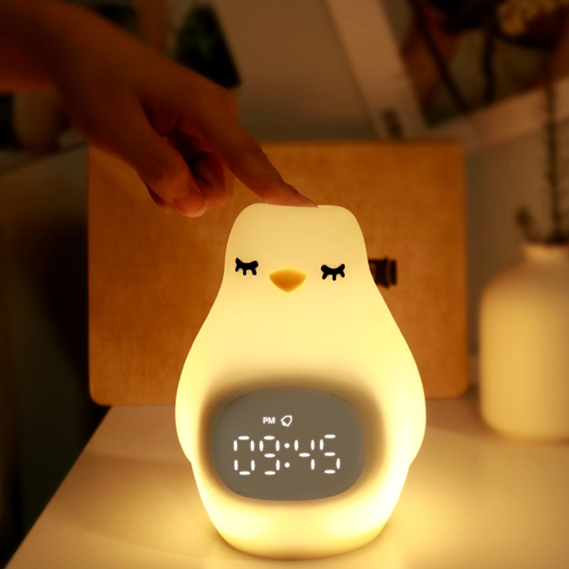 Touch Control Silicone Night Light Penguin Alarm Clock