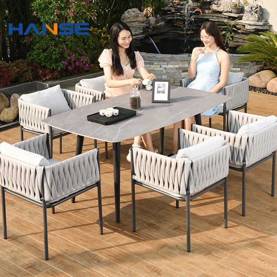 Outdoor Aluminum Teak Wood Coffee Tea Chair Table Furniture Dining Set Garden for Cafe Outdoor