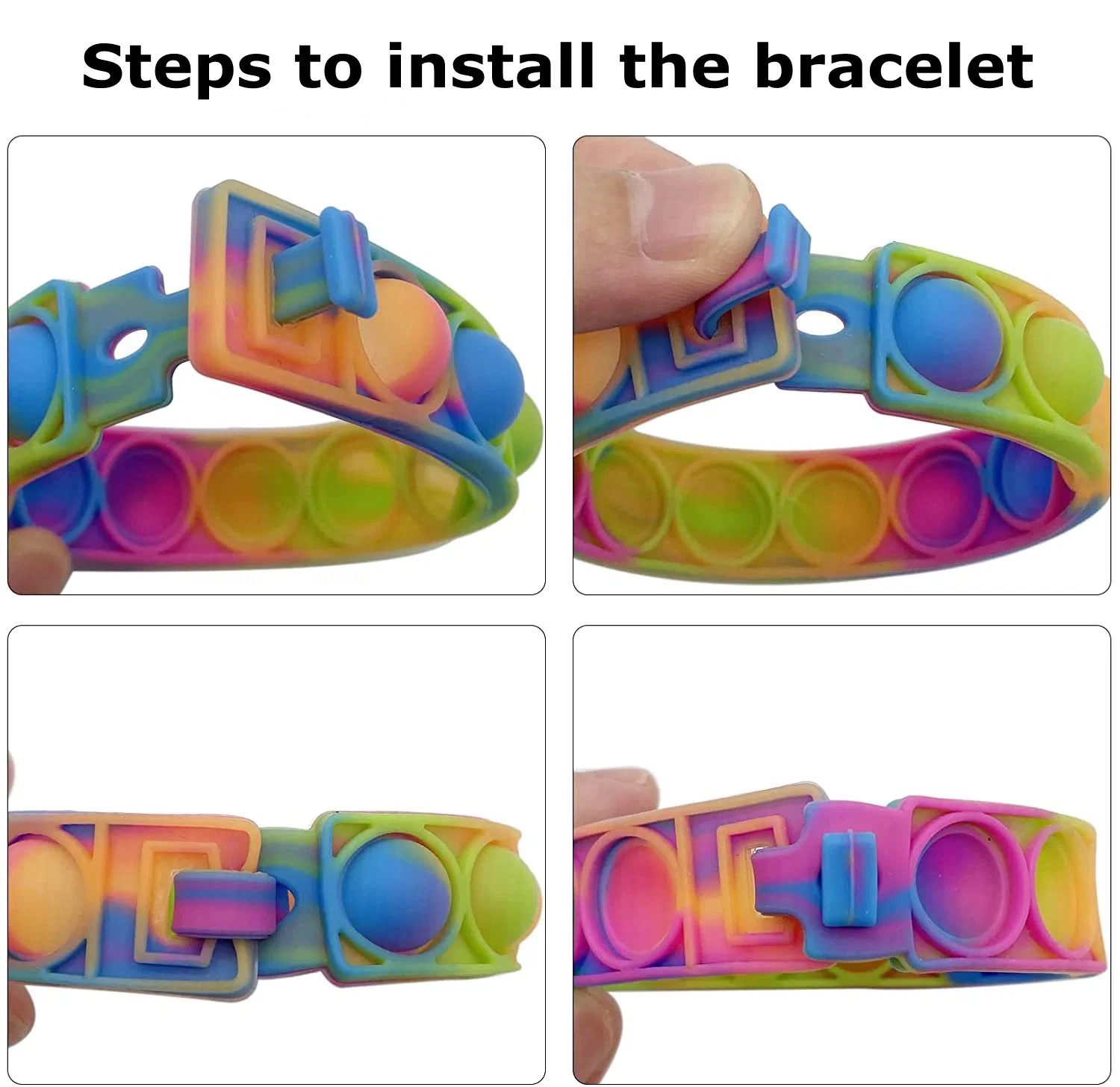 Fidget Toy Bracelet Wearable Push Bubble Stress Relief Finger Press Silicone Wristband