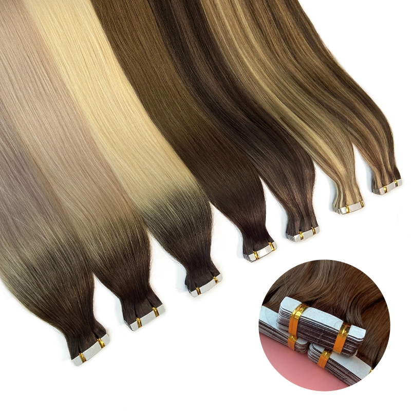 Fblhair Wholesale Brazilian Human Hair Extensions Color PU Weft Straight Tape in