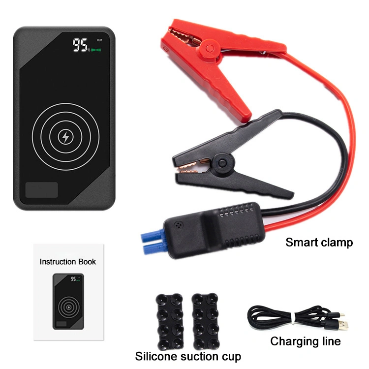 Banco de energía de emergencia interfaz USB tipo C 7200mAh batería de coche Booster con función de carga rápida inalámbrica