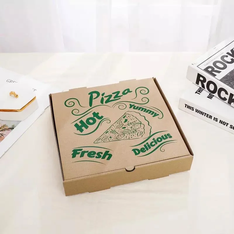 Venta caliente Logotipo personalizado elegante Brown Kraft caja de pizza de papel Carboard