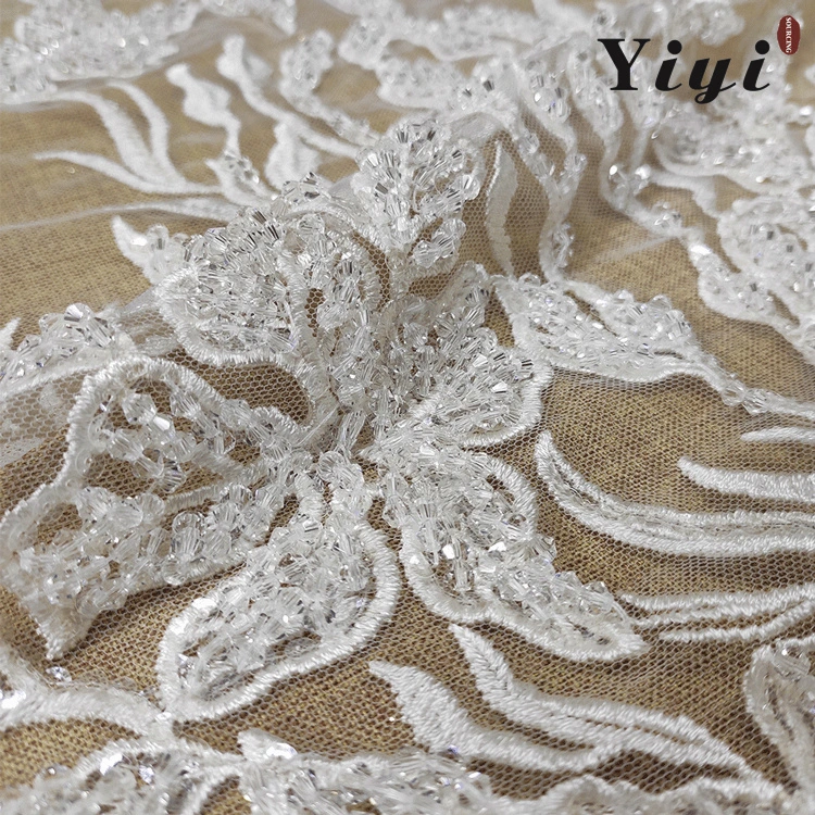 Factory OEM/ODM Wholesale/Supplier Shiny Luxury Fashion 3D Beads Embroidered Lace Fabric