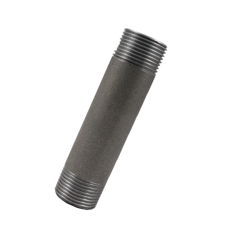 DN15 DN20 Pipe Nipple Black Coated Carbon Steel Pipe Fittings Male Threaded Pipe Connector for Shelf Rack