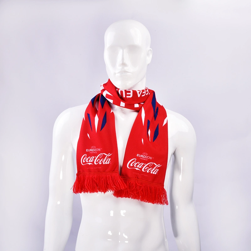 Top Sale Custom Design Promotional Acrylic Football Fan Scarf for Wholesale Polyester Scarf Women Girl Lady, Men Promotion Scarf