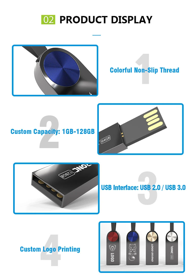 Metal Pendant Customize USB Flash Drive 3.0 Memory Stick Drive Storage File 4GB 8GB 16g 32GB Pen Drive