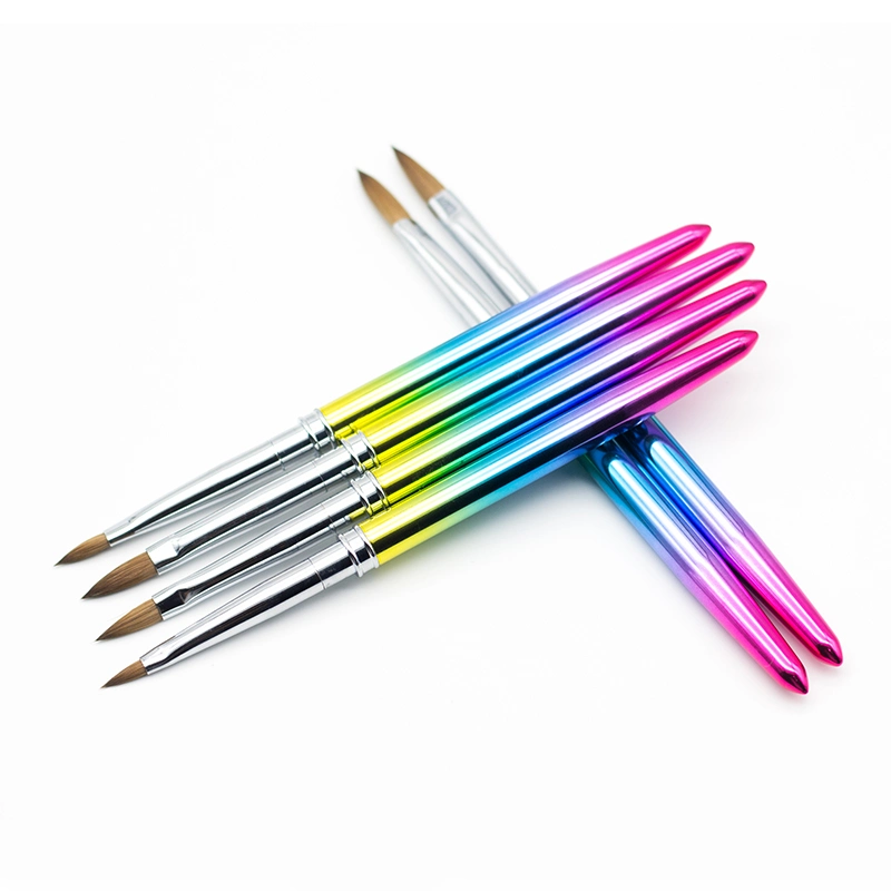 Rainbow Metal Handle 100% Pure Kolinsky Acrylic Nail Brush