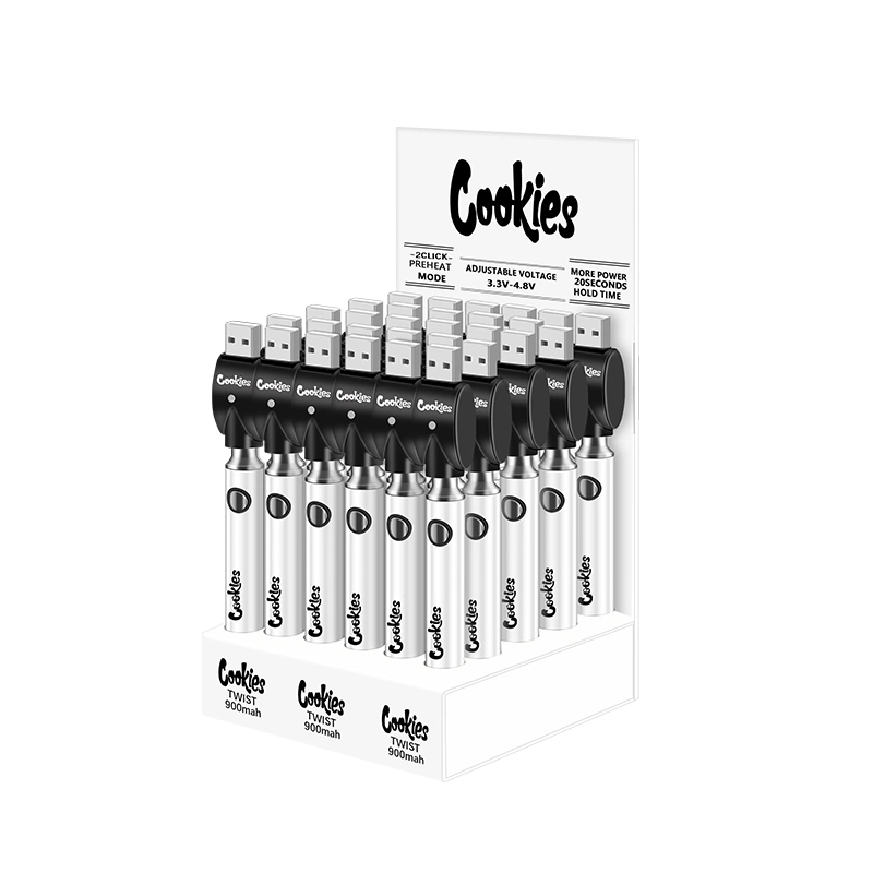 Cookies Vape Battery Preheating 510 Thread Vapes Pen E Cigarettes Batteries 900mAh Rechargeable Adjustable Voltage Vaporizer Pens USB Chargers