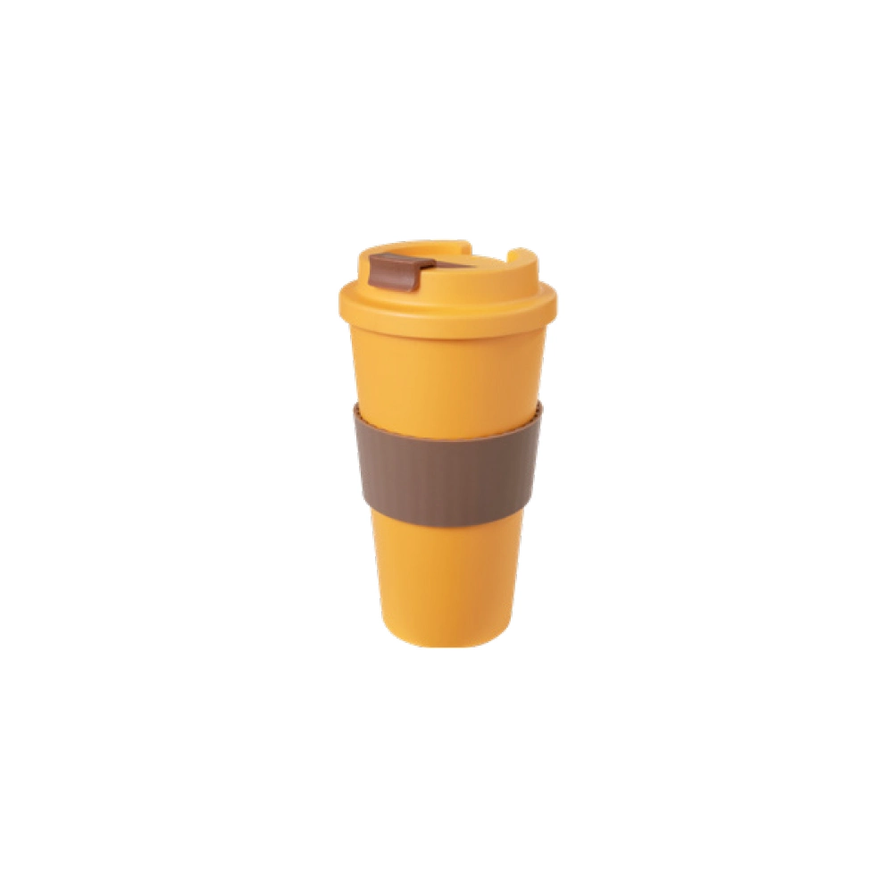 Eco Friendly Nature Material Reusable 450ml 16oz Pure PLA Tea Coffee Mug Travel Mug Coffee Cup Take Away with Silicone Sleeve Solid Color for Home and Office