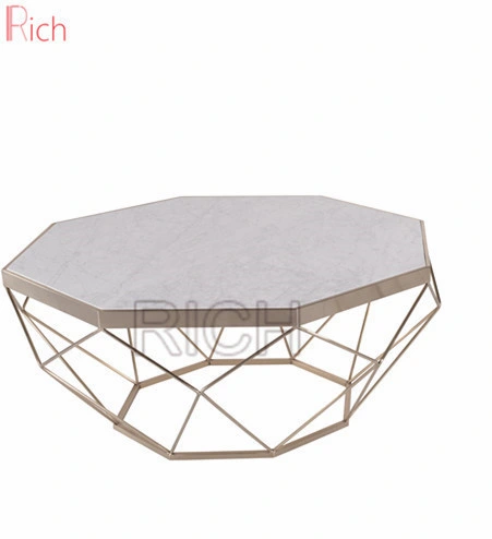 Marble Top Stainless Steel Golden Color Coffee Side Table