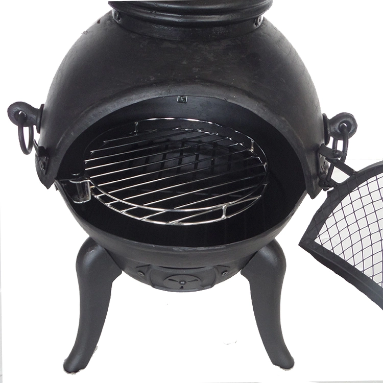 Chimenea Fire Pit Garden Heating Charcoal Fire Stove Antique Cast Iron Chimney