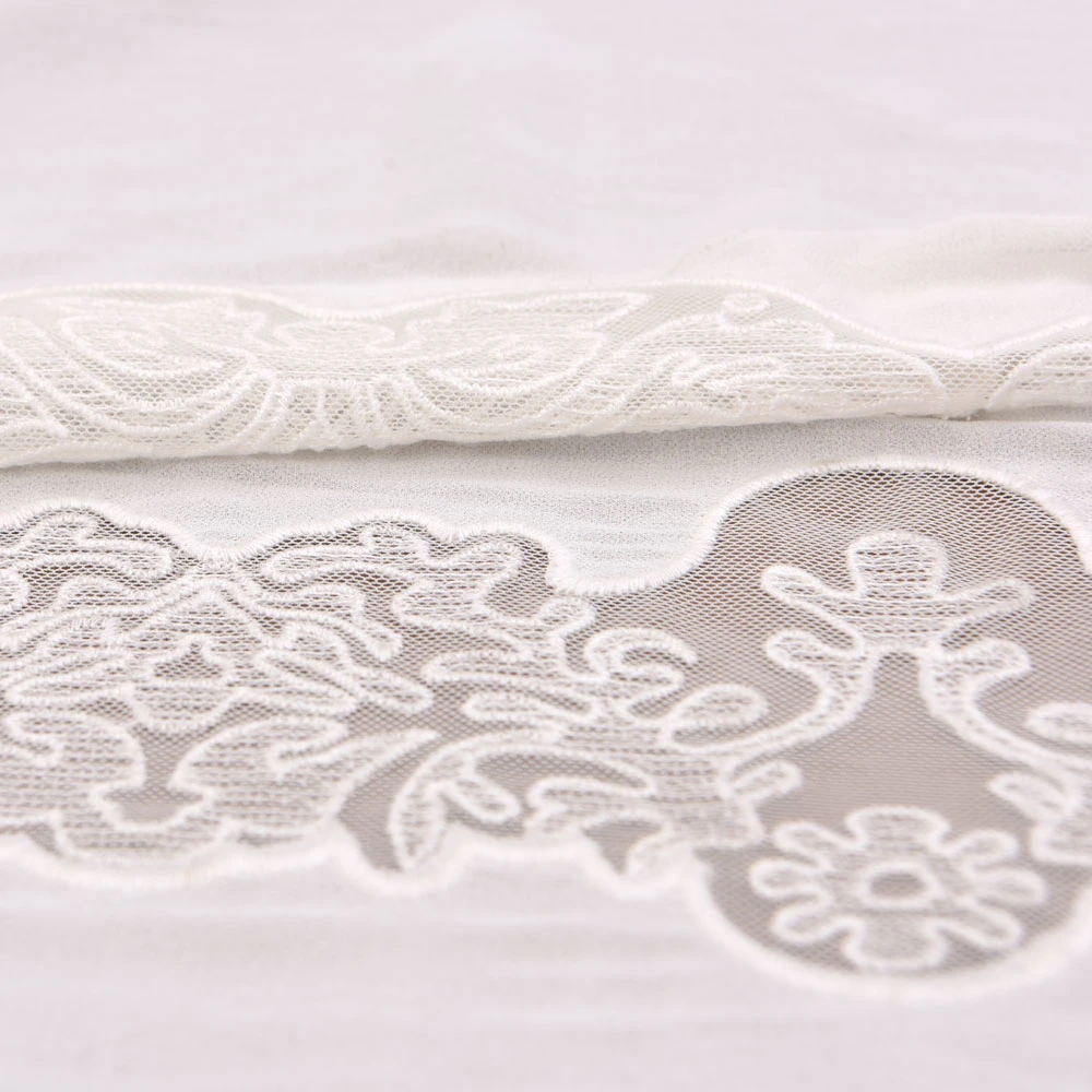 Embroidered Polyester Chiffon Fabric Lace Fabric