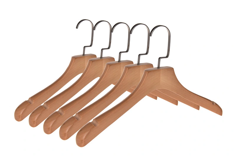 Luxury Custom Garment Natural Wooden Hanger with Anti-Slip Notches