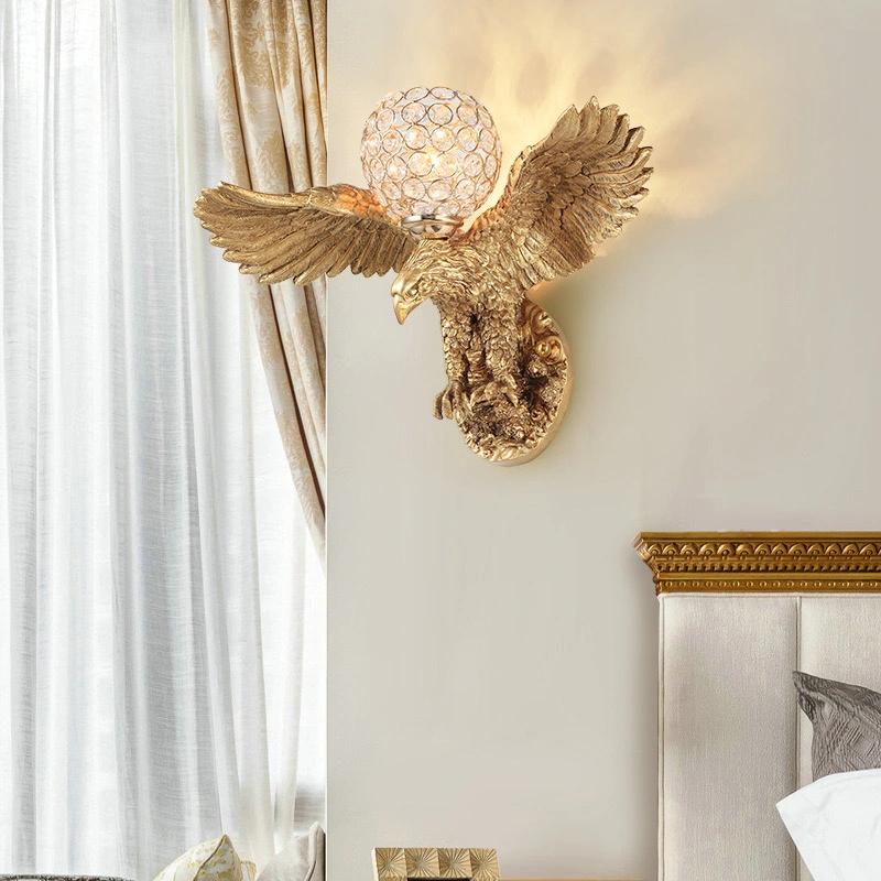 Style nordique Creative Eagle Wall Lamp Livingroom arrière-plan Décoration d'animal