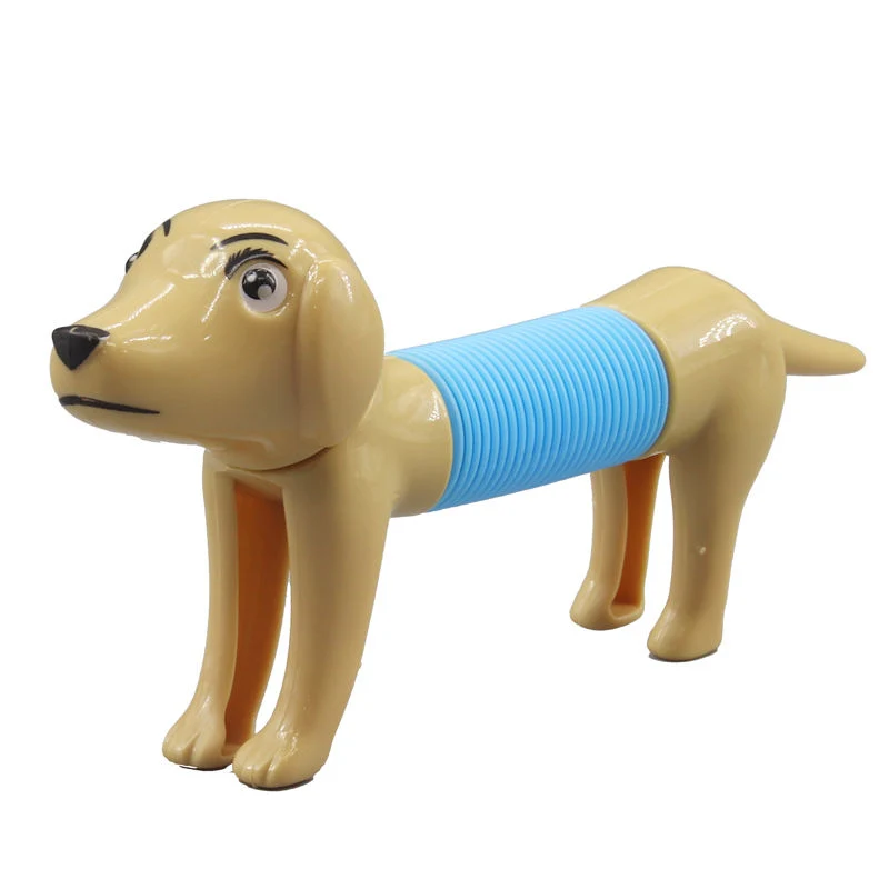 2022 New Arrival High quality/High cost performance Funny Plastic Dog Pops Tube Animal Spring Stretch Dogs Fidgets Toy for Kids