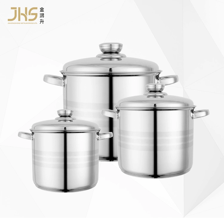 Large Size 11/13.5/15.5L 26/28/30cm Housewares Cookware Set with Stainless Steel Double-Ear Soup Noodle Cooking Pot Direct Fire Use Not Broken