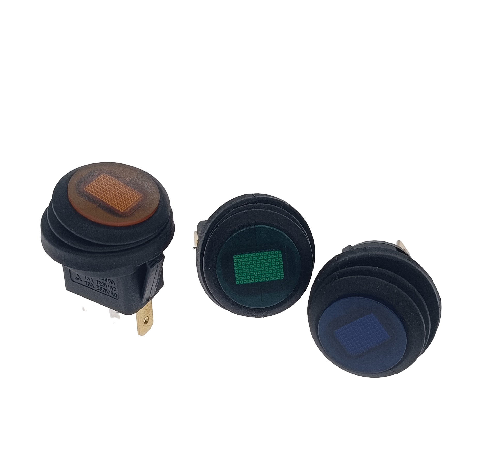 12V 20A Waterproof Round on/off Mini 3 Pin Rocker Switch Car Auto Boat ATV Spst with Red Yellow Blue Green LED Light