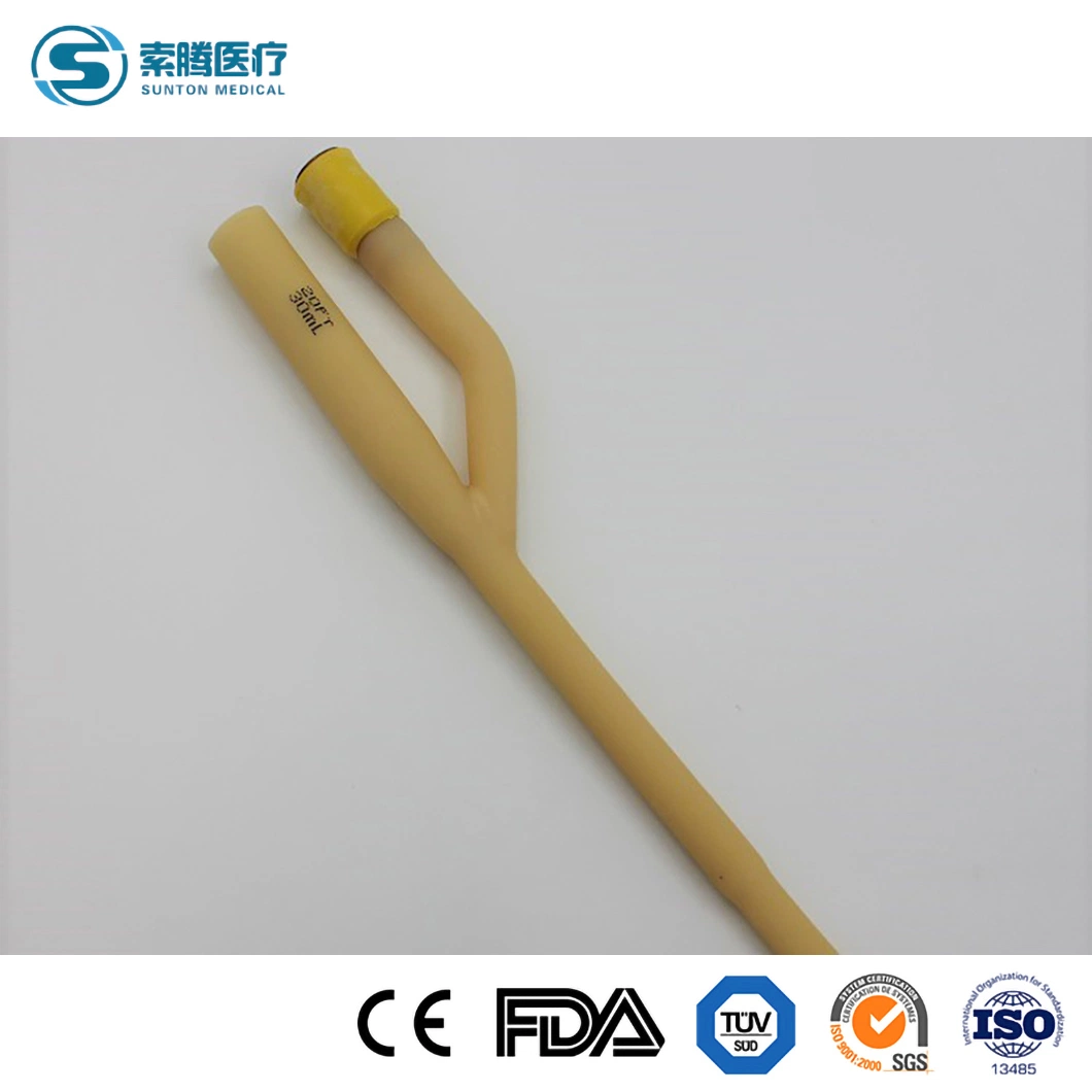 Sunton Aprovado pela CE 3 Caminho descartáveis médicos revestimento de silicone inabitação do cateter de Foley Manufacturing China Medical Cateter de urina látex externo do cateter de Foley