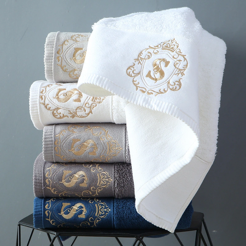 Made in China Cheap Price White 100% Cotton Custom Logo Towel Gift Luxury Hilton Hotel Towel Sets, Hotel Bathroom Bath Towel Bathrobe Hand Washing Face Towels