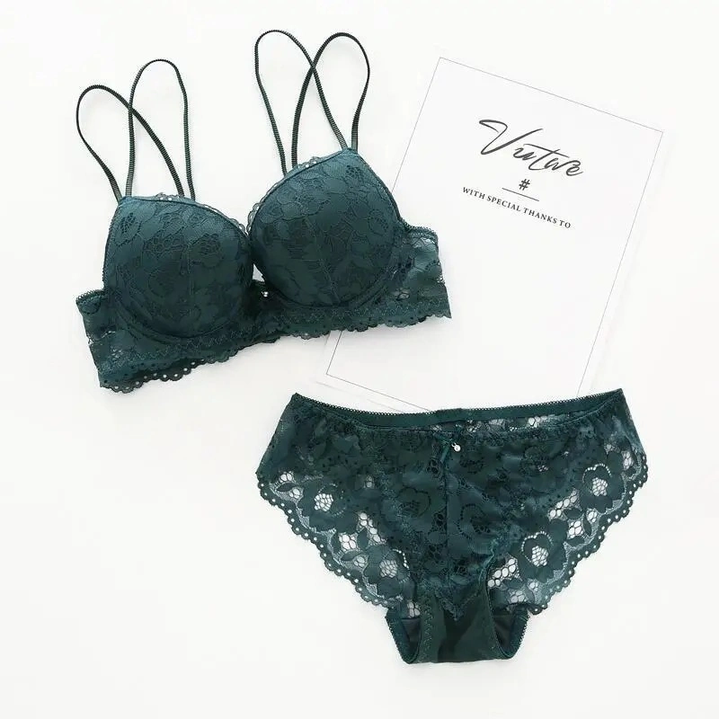 Bra Set with Adjustable Lace Beauty Back Lingerie Panties