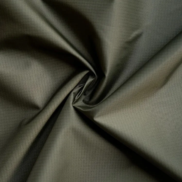 Cire Coated Twill Crinkle Light Weight Down Proof Plain Woven 100%Nylon Fabric Textile