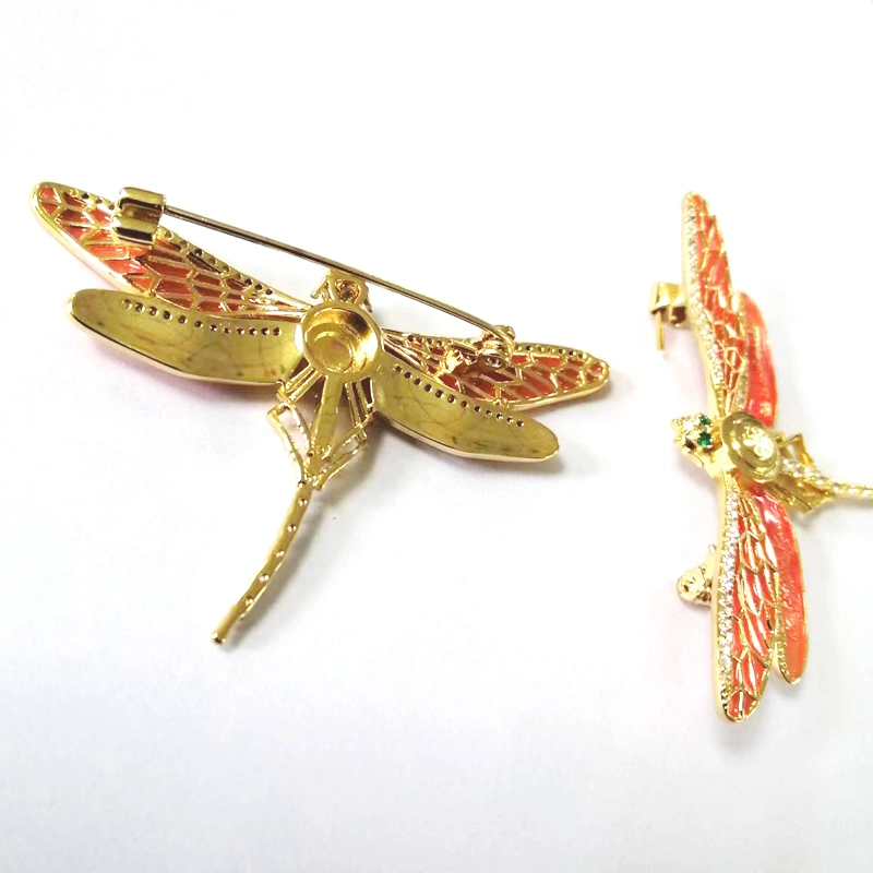 OEM Classical Dragonfly Alloy Crystal Rhinestone Pin Jewelry Brooch