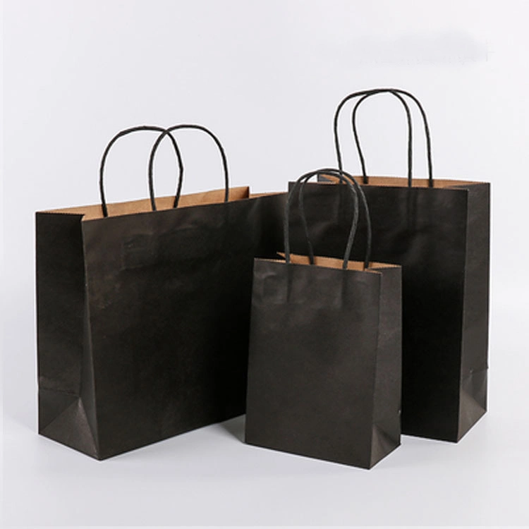 Gift Bag Custom Luxury Printing with No Logo Matt Varnish Die Cutting Large Black Perfume Paper Bags