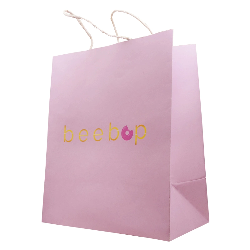 Custom Logo Imprimir Compras Bolsa de papel papel Embalaje papel para regalo Con mango trenzado